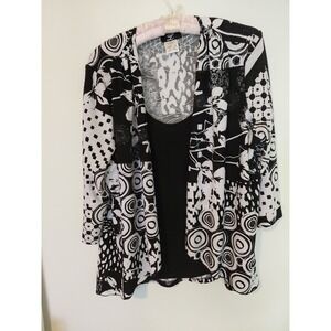 Libra Women's XXL Colorful Abstract Print 3/4 Sleeve Top Blouse